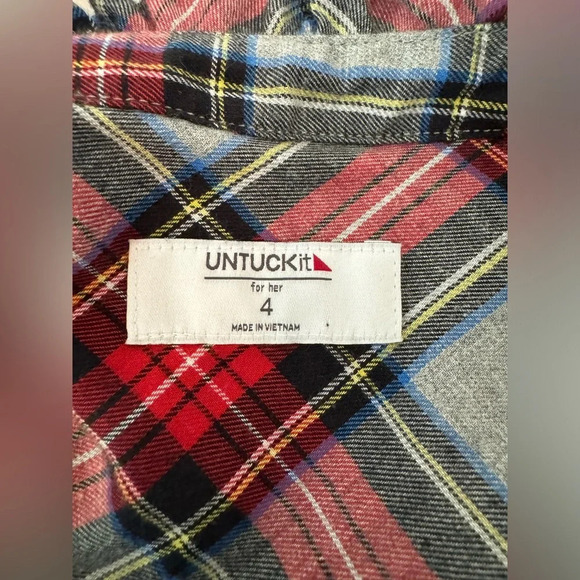 UNTUCKit for Her Harrison Red Plaid Button Up Shirt Dress Holiday Size 4 - Picture 11 of 12